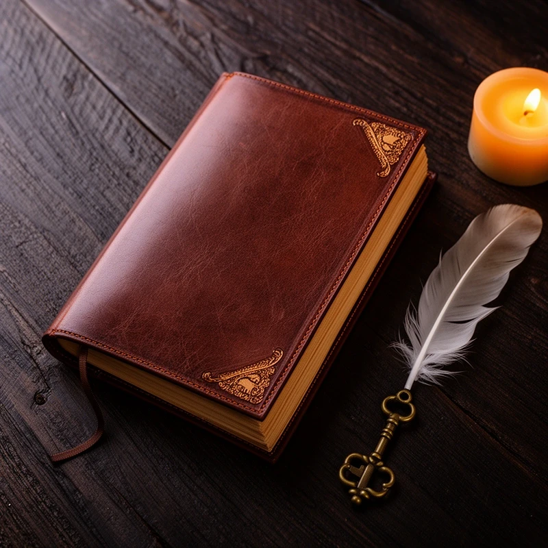 Spellbook on dark wood