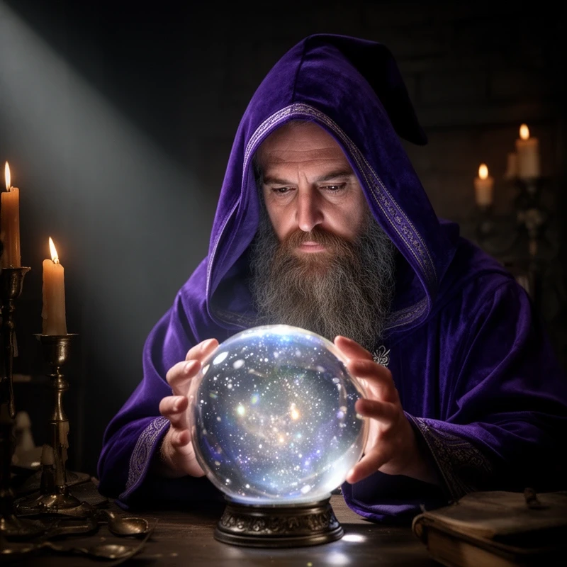 Wizard with crystal ball